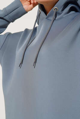 Scuba Kumaş Kapüşonlu İkili Takım Füme - İKİLİ TAKIM