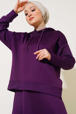 Scuba Kumaş Kapüşonlu İkili Takım Mor - İKİLİ TAKIM