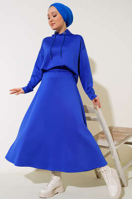 Scuba Kumaş Kapüşonlu İkili Takım Saks 