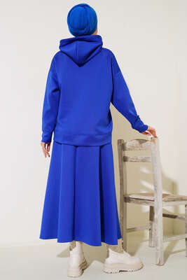 Scuba Kumaş Kapüşonlu İkili Takım Saks - İKİLİ TAKIM