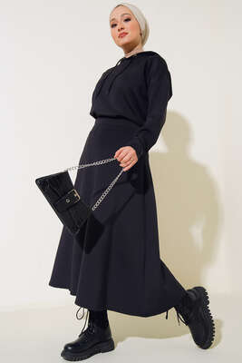 Scuba Kumaş Kapüşonlu İkili Takım Siyah 