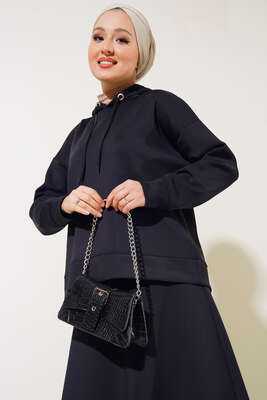 Scuba Kumaş Kapüşonlu İkili Takım Siyah - İKİLİ TAKIM