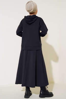 Scuba Kumaş Kapüşonlu İkili Takım Siyah - İKİLİ TAKIM