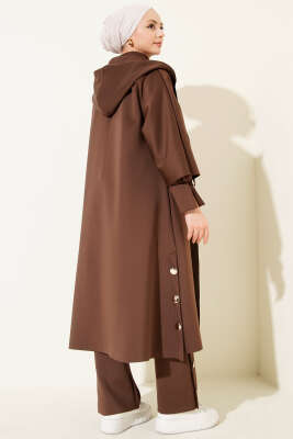 Scuba Uzun Hırkalı Üçlü Takım Kahve - İkili Takım