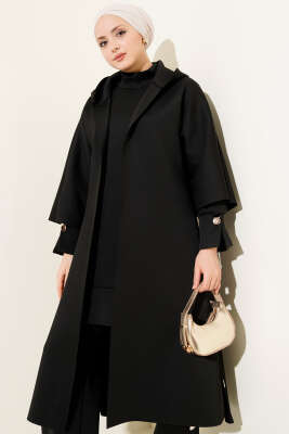 Scuba Uzun Hırkalı Üçlü Takım Siyah - İkili Takım