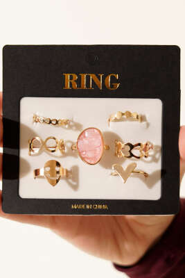 Sedef Detaylı 7'li Yüzük Seti Asorti 2 - Yüzük