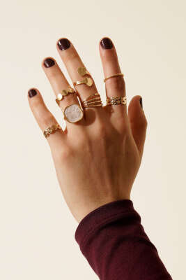 Sedef Detaylı 7'li Yüzük Seti Asorti - DEMİR BİJUTERİ