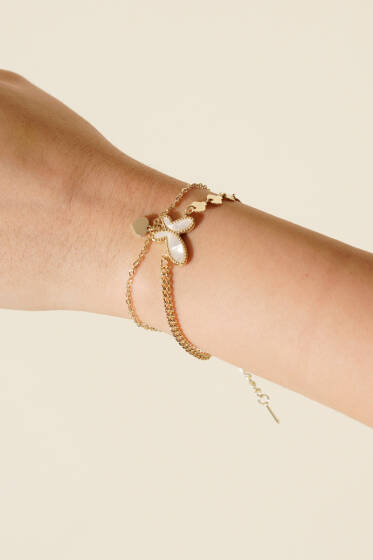 Sedef Kelebekli Bileklik Gold - Bileklik