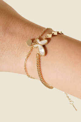 Sedef Kelebekli Bileklik Gold - Bileklik