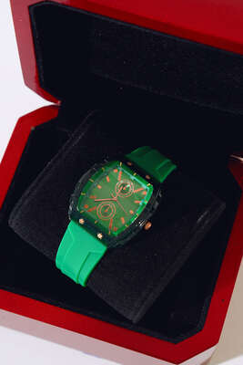 Şeffaf Çerçeveli Kadın Kol Saati Yeşil - Yılın Fırsatı