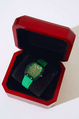 Şeffaf Çerçeveli Kadın Kol Saati Yeşil - Yılın Fırsatı