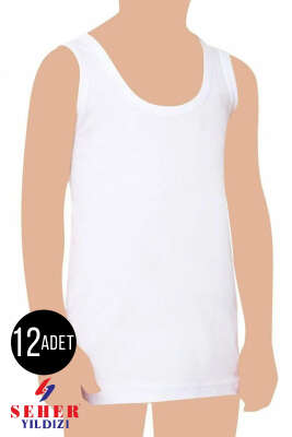 Seher Yıldızı 12'li Erkek Çocuk Geniş Askılı Atlet Beyaz - Erkek Çocuk İç Giyim