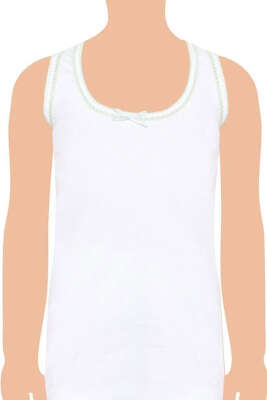 Seher Yıldızı 12'li Kız Çocuk Oyalı Geniş Askılı Atlet Beyaz - Kız Çocuk İç Giyim