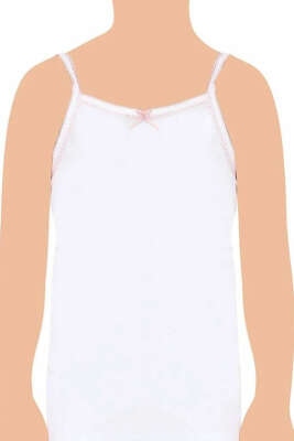 Seher Yıldızı 12'li Kız Çocuk Oyalı İp Askılı Atlet Beyaz - Kız Çocuk İç Giyim