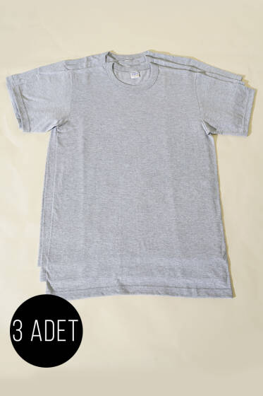 Seher Yıldızı 3'lü Erkek Kısa Kol Fanila Gri - Erkek Badi