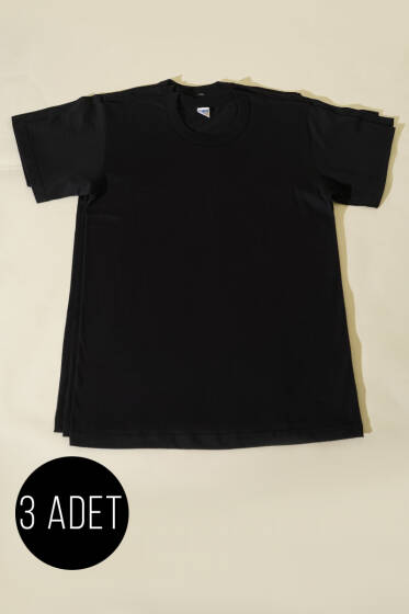 Seher Yıldızı 3'lü Erkek Kısa Kol Fanila Siyah - Erkek Badi
