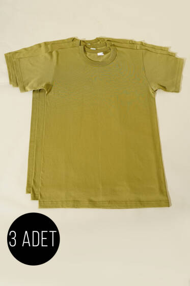 Seher Yıldızı 3'lü Erkek Kısa Kol Fanila Yeni Haki - Erkek Badi
