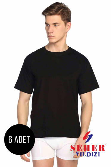 Seher Yıldızı 6'lı Erkek Penye Badi Siyah - Seher