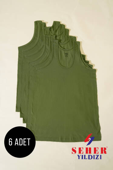 Seher Yıldızı 6'lı Penye Atlet Haki - Seher