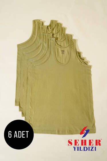 Seher Yıldızı 6'lı Penye Atlet Yeni Haki - Seher