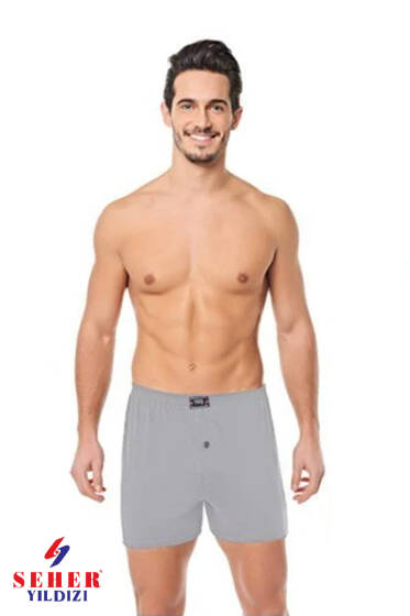 Seher Yıldızı Düz Boxer Gri - Erkek Boxer