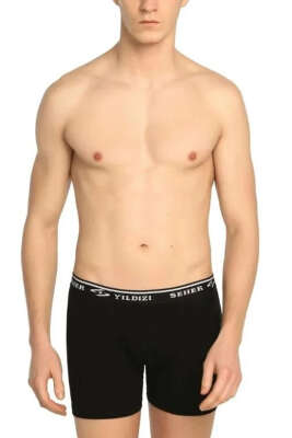 Seher Yıldızı Erkek Elastan Boxer Siyah - Erkek Boxer