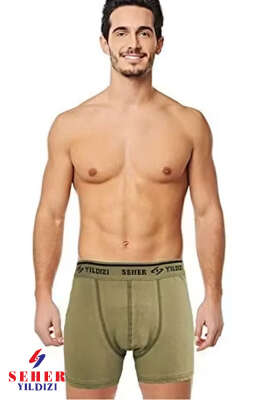 Seher Yıldızı Erkek Elastan Boxer Yeni Haki - SEHER