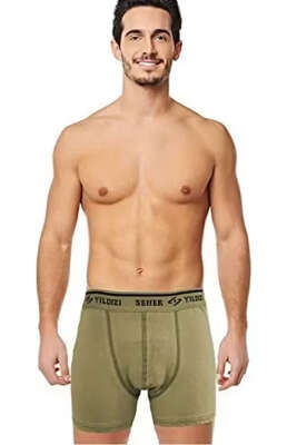 Seher Yıldızı Erkek Elastan Boxer Yeni Haki - Erkek Boxer