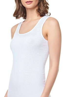 Seher Yıldızı Kadın 6'lı Geniş Askılı Atlet Beyaz - Kalın Askılı Atlet