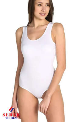 Seher Yıldızı Kadın Geniş Askılı Çıtçıtlı Badi Beyaz 