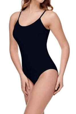 Seher Yıldızı Kadın İp Askılı Çıtçıtlı Badi Siyah - Çıtçıtlı Badi