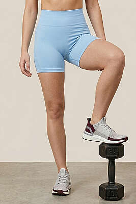 Şekillendiricili Kısa Spor Tayt Buz Mavisi - FORMACTİVE