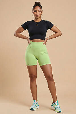 Şekillendiricili Kısa Spor Tayt Mint - Spor Tayt