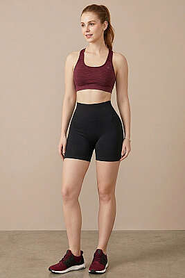 Şekillendiricili Kısa Spor Tayt Siyah - Spor Tayt