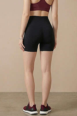 Şekillendiricili Kısa Spor Tayt Siyah - Spor Tayt