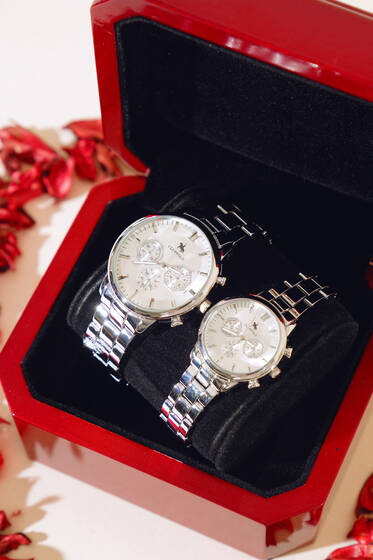 Sekizgen Kadran Sevgili Çift Kol Saati Silver - Saat