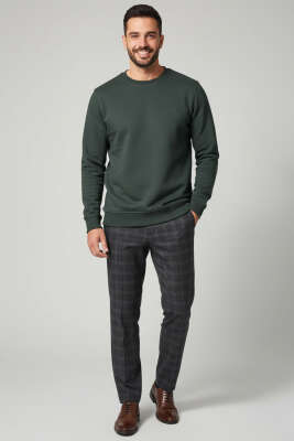 Selanik Besse Armalı Erkek Sweatshirt Nefti - Erkek Sweatshirt