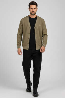 Selanik Düğmeli Erkek Hırka Çağla Yeşili - Erkek Hırka