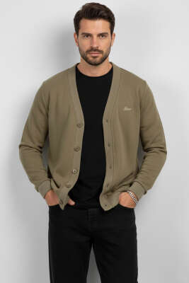 Selanik Düğmeli Erkek Hırka Çağla Yeşili - BESSE