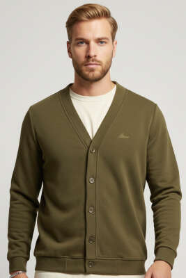 Selanik Düğmeli Erkek Hırka Haki - BESSE