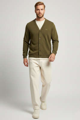 Selanik Düğmeli Erkek Hırka Haki - Erkek Hırka