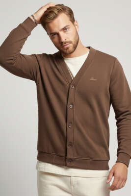 Selanik Düğmeli Erkek Hırka Kahve - BESSE