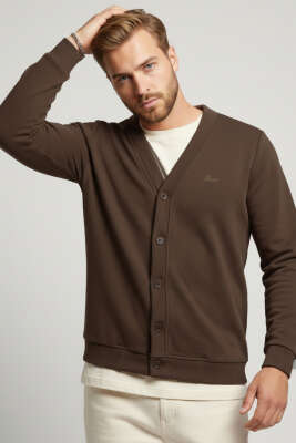 Selanik Düğmeli Erkek Hırka Kahve - BESSE