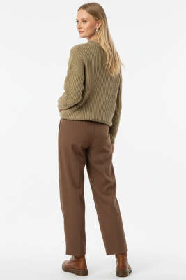 Selanik Örgü Detaylı Kazak Çağla Yeşili - Kadın Giyim Modelleri