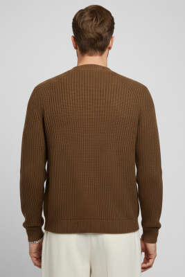 Selanik Örgü Düğmeli Erkek Triko Hırka Kahve - Yeni Erkek Giyim