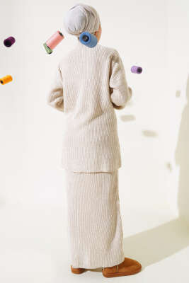 Selanik Örgü Etekli Salaş Triko Takım Taş - Triko İkili Takım