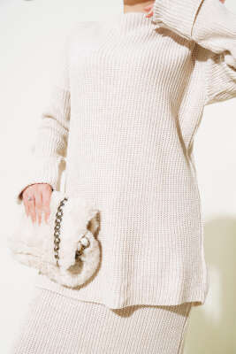 Selanik Örgü Etekli Salaş Triko Takım Taş - Triko İkili Takım