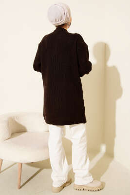Selanik Örgü Yumoş Triko Tunik Acı Kahve - Tunik
