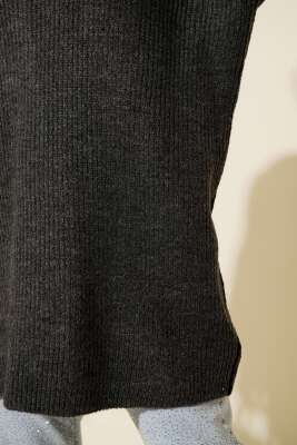 Selanik Örgü Yumoş Triko Tunik Füme - Tunik