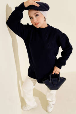 Selanik Örgü Yumoş Triko Tunik Lacivert - VANİZA TRİKO